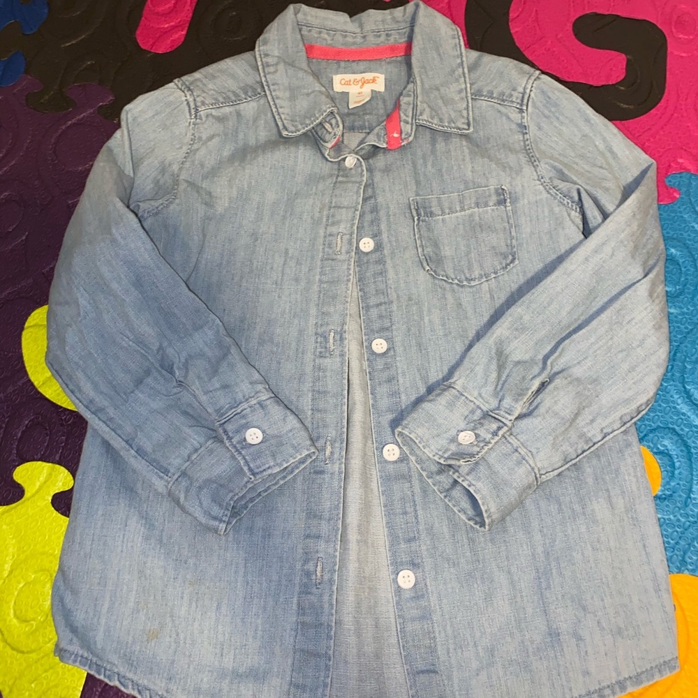 Cat & Jack Denim Button Down Shirt 4T